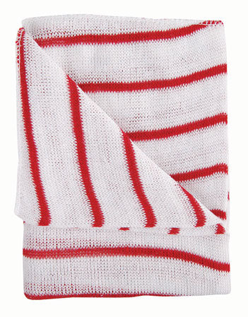 DISHCLOTHS RED STRIPPED X 10