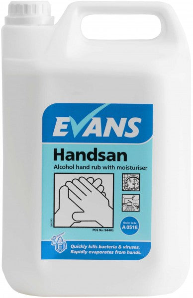 Evans Handsan hand gel 70% per 5 litre bottle