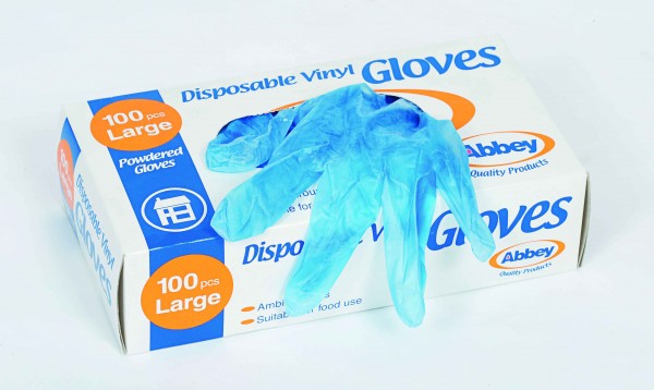 Blue Powder Vinyl Gloves x 100