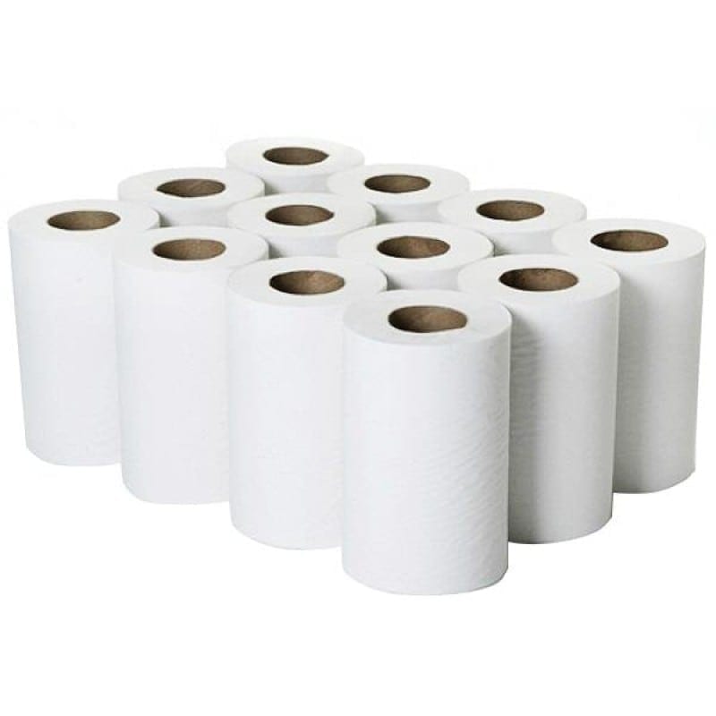 Mini Centre Feed Roll 2ply White 158 sheets x12 rolls in a pack