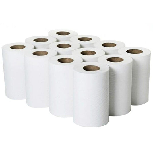 Mini Centre Feed Roll 2ply White 158 sheets x12 rolls in a pack